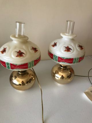 Set of 2 Vintage Budweiser Innkeepers Lamps w/Instructions 8