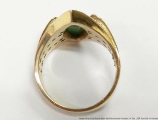 Stunning Green Color Natural Jadeite Jade 14k Gold Ring 0.  55ctw Diamond Vintage 6