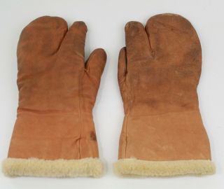 Wwii Air Force Shearling Leather Trigger Finger Mittens Hansen Glove Corp Large