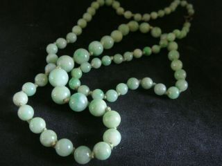 Antique Art Deco Not Dyed Chinese Apple Jade Jadeite Beads 24 Inches 33 Grams
