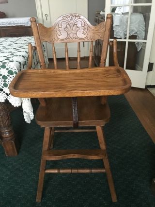 Vintage Wood High Chair.  Oak.  1980 