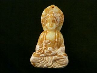 Wow Chinese Old Jade Hand Carved Sakyamuni Buddha Netsuke Y165