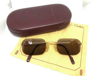 Cartier Half Rimless Vintage Eyeglasses / Sunglasses Santos Silver Gold Louis