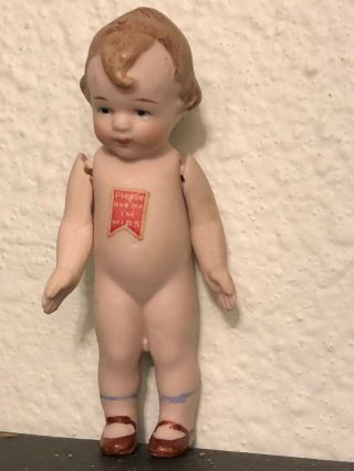 1921 Louis Amberg Mibs All Bisque Doll Rare W Label Antique Germany Bisque 3 "