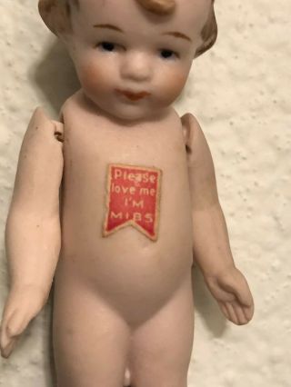 1921 Louis Amberg MIBS All Bisque Doll RARE w LABEL Antique Germany BIsque 3 