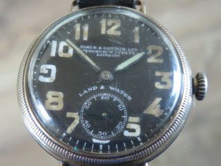SCARCE WWI MILITARY 9CT GOLD ZENITH LAND & WATER TRENCH WRIST WATCH 10