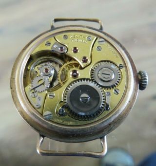 SCARCE WWI MILITARY 9CT GOLD ZENITH LAND & WATER TRENCH WRIST WATCH 5