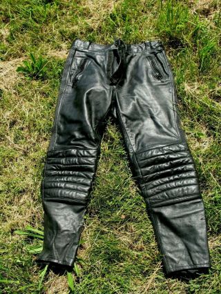 Rare Vintage Nelson - Rigg Motorcycle Heavy Leather Racing Pants Size 36 Euc