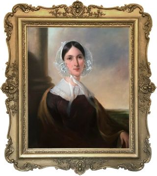 Portrait Of A Young Lady Antique Oil Painting 19th Century English School