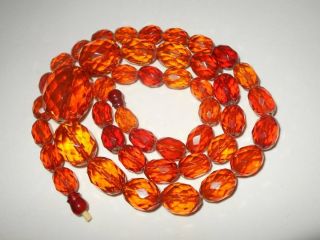 Antique Vtg Victorian Faceted Baltic Honey Amber Bead Necklace 29 " 63g