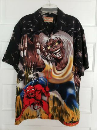 Iron Maiden Vintage Polyester Button Up Dress Shirt Early 2000s Rare C