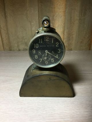 Rare Vintage Antique Wind Up Waltham Car Auto Clock Early Deco Look