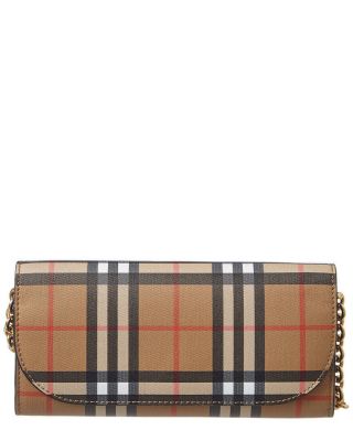 Burberry Vintage Check & Leather Wallet On Chain Women 