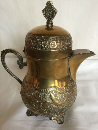 Brass Vintage Indian Persian Coffee Pot Ornately Decorated