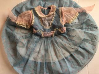 Vintage Pink Blue Ruffle Dress Girls Twirl Pageant Lace Bow Full Circle Size 5