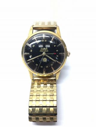 Zodiac Automatic Triple Date Moonphase Watch (running/needs Work)