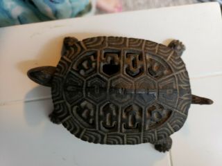 Vintage Asian Turtle Figural Cast Iron Incense Burner,  Trinket Box
