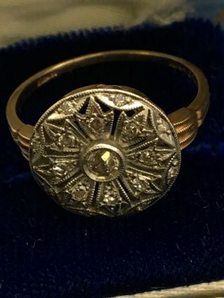 Antique Art Deco Flower Motif 14K Gold And Platinum Ring Size 7.  75 (250053) 10