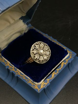 Antique Art Deco Flower Motif 14K Gold And Platinum Ring Size 7.  75 (250053) 2