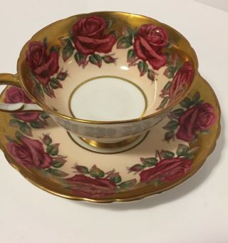 Vintage Paragon Red Cabbage Roses Bone China Tea Cup & Saucer 2 2