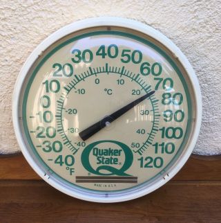 Rare 14.  5 " Vintage Quaker State Motor Oil & Gas Advertising Thermometer Sign