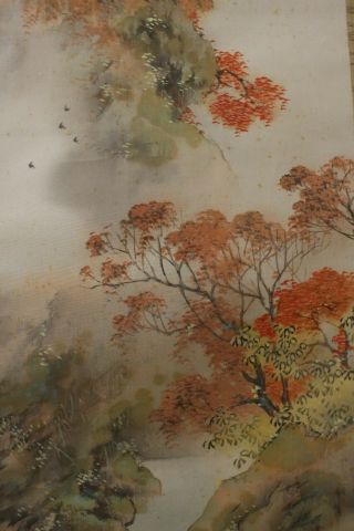 Z05b7 Autumn Mountain River Scenery Japanese Hanging Scroll