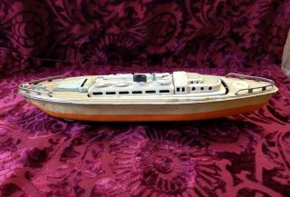 Antique Vintage Tin Lithograph Cruise Ship / Military Ship.  2 In 1 Vintage Toy