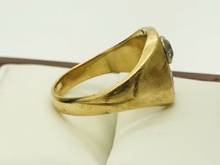 Antique 14k Yellow Gold 0.  60ct Old Mine European VS Diamond Masonic Ring Sz 10 5