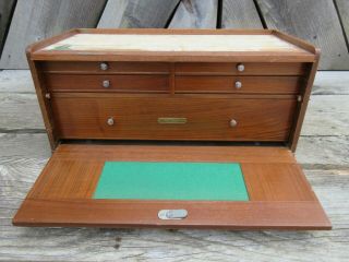 Vintage H.  Gerstner & Sons Wb42 Wood Machinist Tool Chest Box W/ Key 5 Drawer