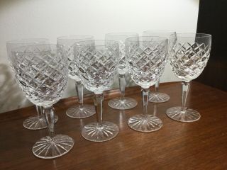 Set Of 8 Vintage Signed Waterford Crystal Comeragh 7 " Large Goblets.  Perfect.