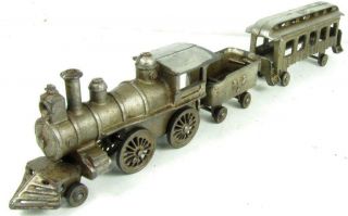 Ideal Antique Cast Iron Train Loco Car 3 Piece 1899