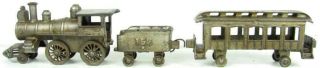 Ideal antique cast iron train loco car 3 piece 1899 2