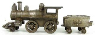 Ideal antique cast iron train loco car 3 piece 1899 3