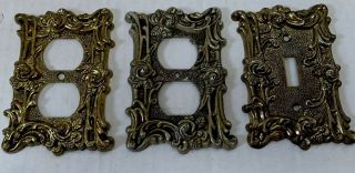 Vintage American Tack & Hardware Brass Light Switch Cover Plate 2 Socket Covers