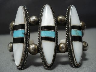 Marvelous Vintage Navajo Turquoise Sterling Silver Inlay Bracelet