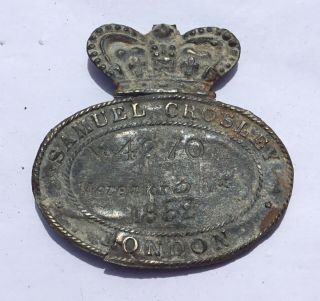 Victorian 1852 Samuel Crosley Brass Gas Meter Plaque Metal Detector Find