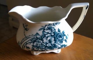 Vintage/antique Myott Son Co Porcelain Blue/white Floral Creamer/pitcher England