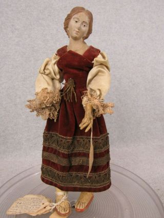 Primitive Antique Italian Neapolitan Terra - Cotta Creche Doll Figure Statue