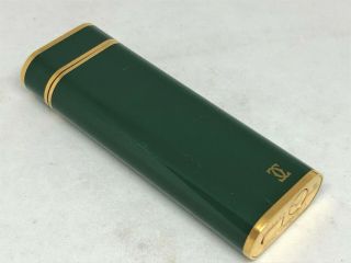 Auth Vintage CARTIER Green Enamel K18 Gold - Plated Trim Oval Lighter Green 4