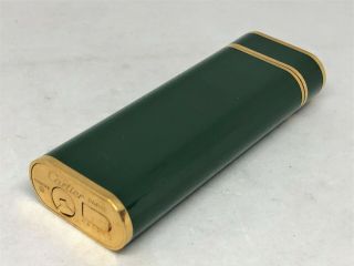 Auth Vintage CARTIER Green Enamel K18 Gold - Plated Trim Oval Lighter Green 6