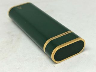 Auth Vintage CARTIER Green Enamel K18 Gold - Plated Trim Oval Lighter Green 7