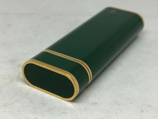 Auth Vintage CARTIER Green Enamel K18 Gold - Plated Trim Oval Lighter Green 8