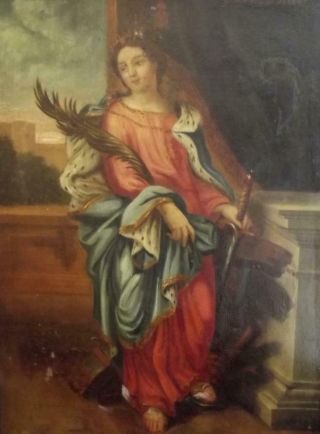 Antique Baroque 18th Century Old Master Oil Painting Of A Saint