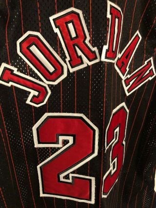 Michael Jordan Black Chicago Bulls Champion Authentic Jersey 48 XL Pinstripe VTG 3