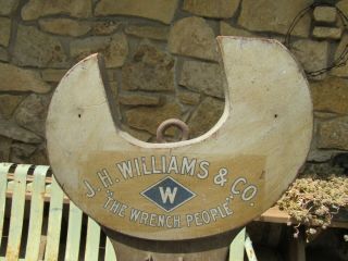 Rare Antique Sign J.  H.  Williams & Co. ,  The Wrench People - Wooden 2