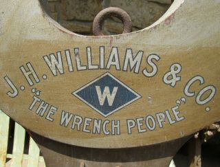 Rare Antique Sign J.  H.  Williams & Co. ,  The Wrench People - Wooden 3