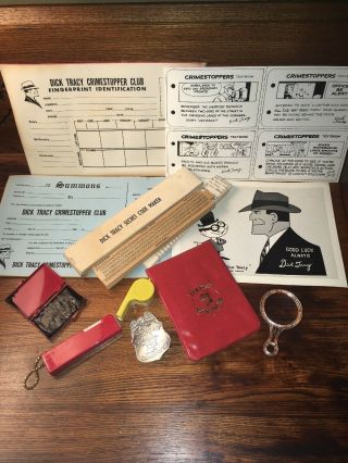 Vintage Dick Tracy Crimestopper Club Membership Kit Old Stock 1961