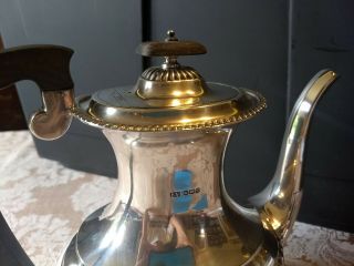 Vintage London Sterling Silver Wooden Handle Coffee/Tea Pot 11