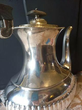 Vintage London Sterling Silver Wooden Handle Coffee/Tea Pot 7