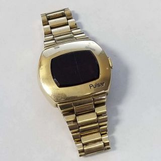 Vintage Pulsar 14k Gold Filled Red Led Watch Jewelry Puls72
